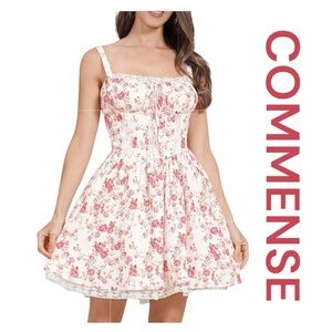 COMMENSE Floral Corset Mini Dress, Size L.
